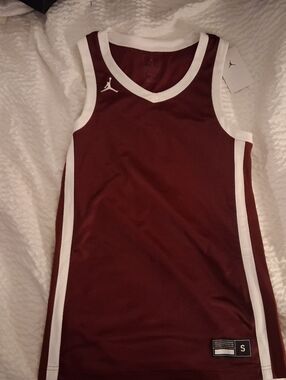 Jordan Maroon Basketball Jersey with White Accents